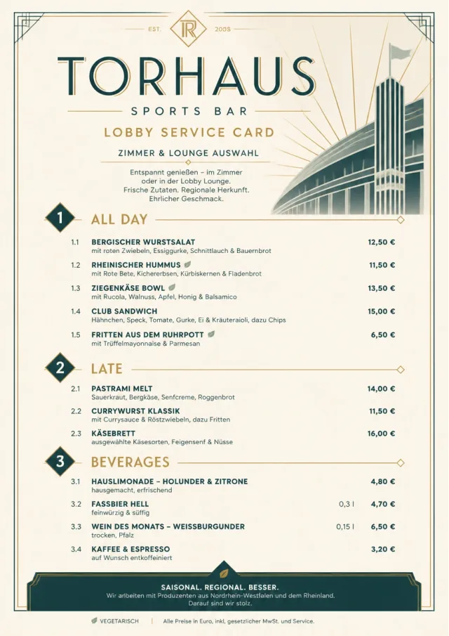 Lobby Service Card sports-bar-menu menu template preview