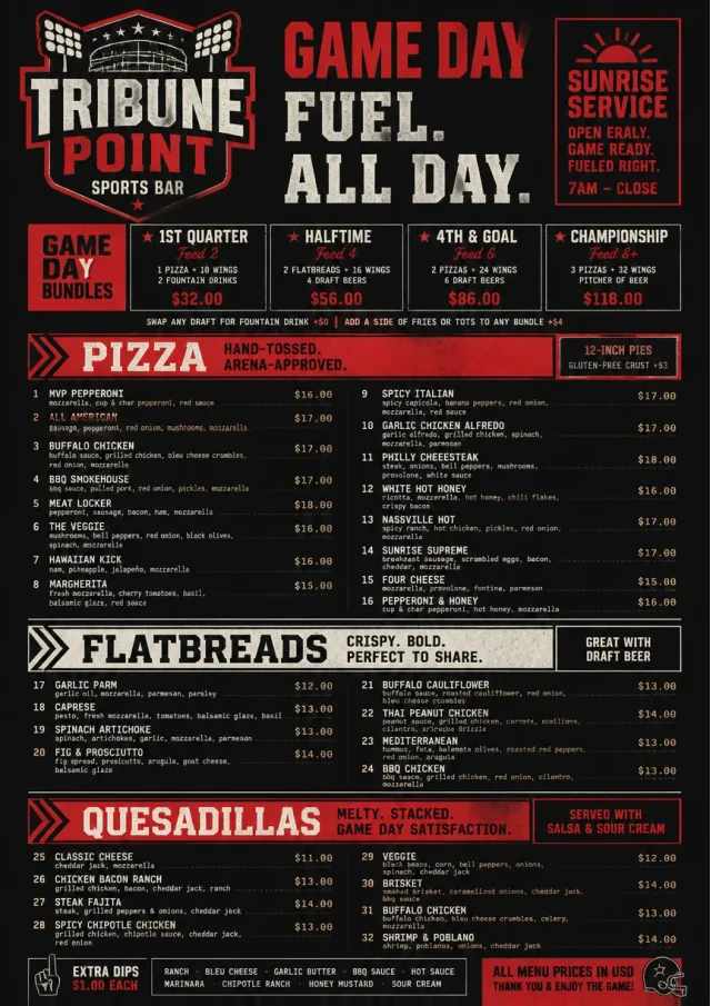 Sports Arena Energy sports-bar-menu menu template preview