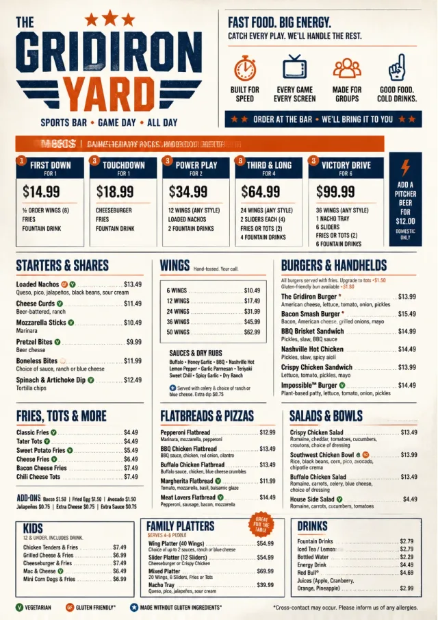 Convention Quick sports-bar-menu menu template preview