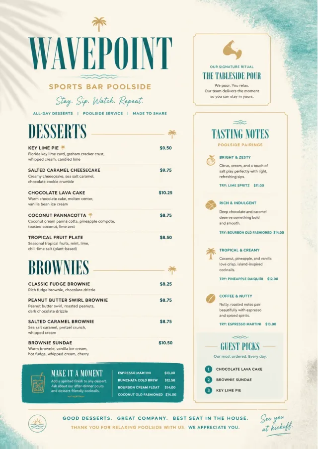 Resort Poolside sports-bar-menu menu template preview