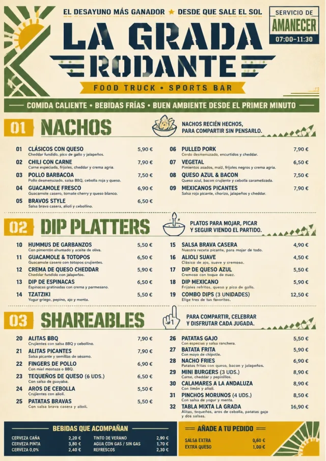 Food Truck Bold sports-bar-menu menu template preview