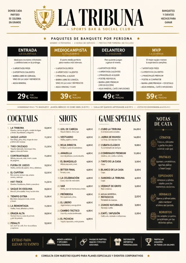 Banquet Catering sports-bar-menu menu template preview