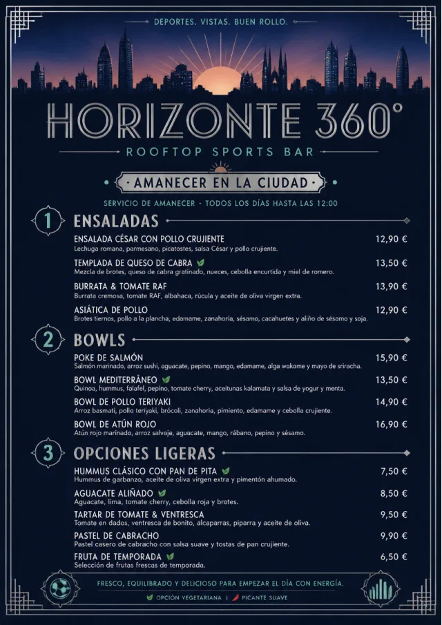 Rooftop Skyline sports-bar-menu menu template preview