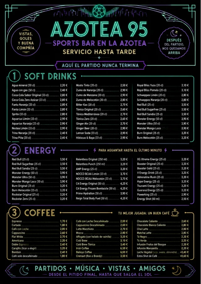 Late Night Service sports-bar-menu menu template preview