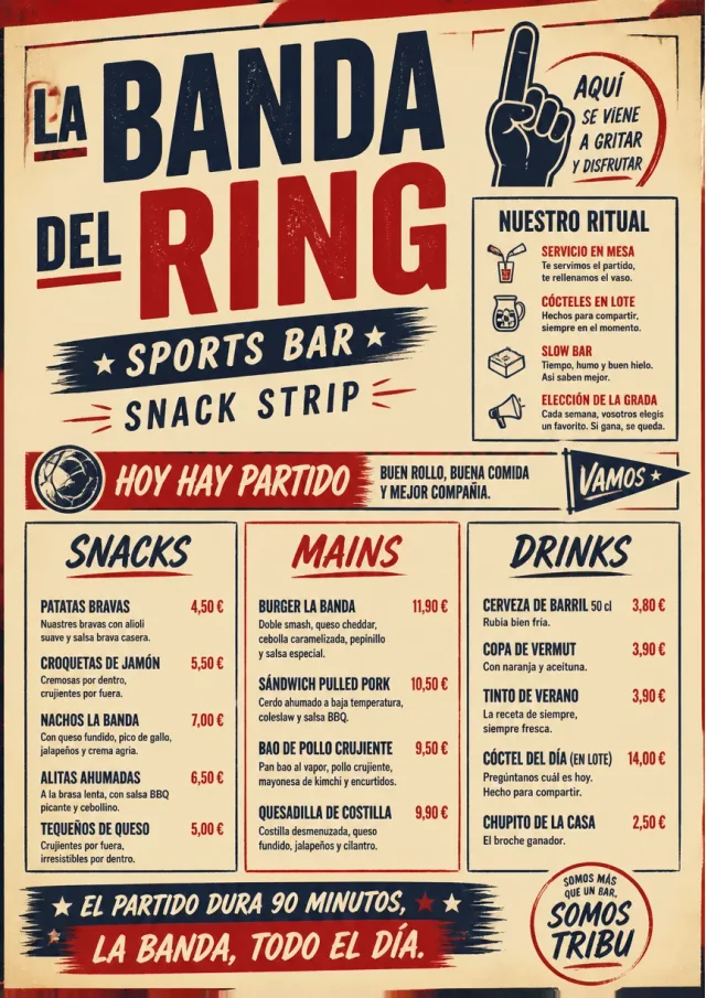 Arena Snack Strip sports-bar-menu menu template preview