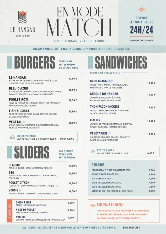 In-Room Tray Service sports-bar-menu menu template preview