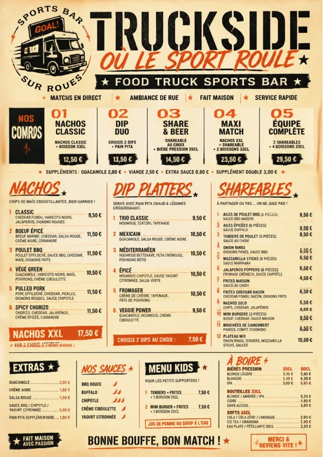 Food Truck Bold sports-bar-menu menu template preview