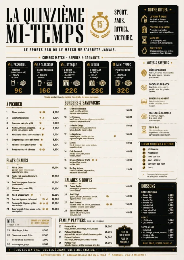 Convention Quick sports-bar-menu menu template preview