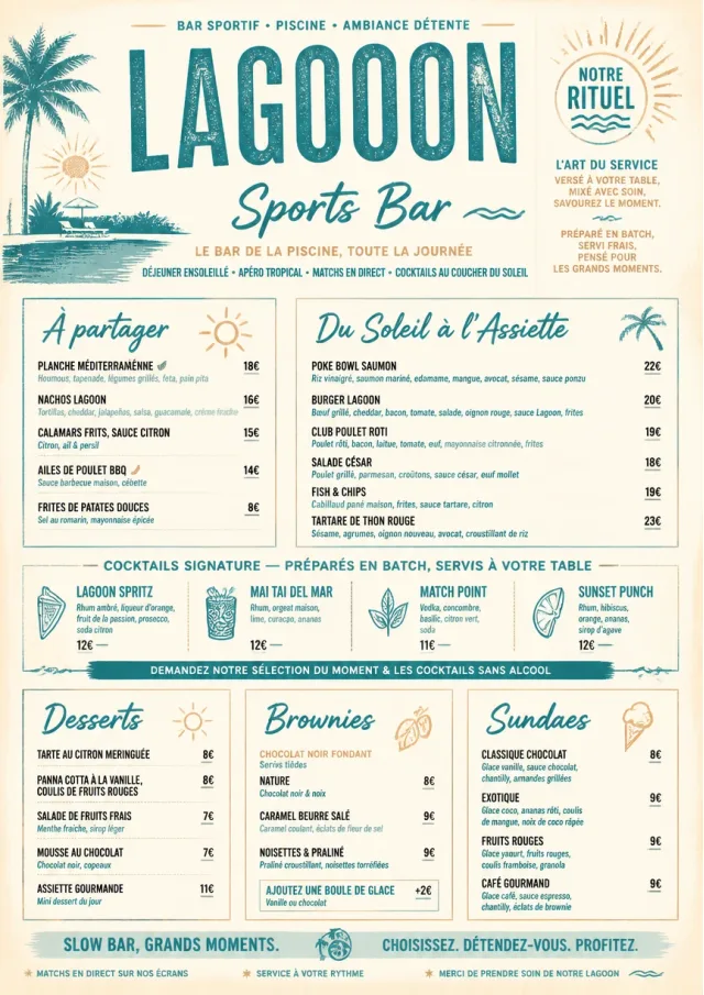 Resort Poolside sports-bar-menu menu template preview