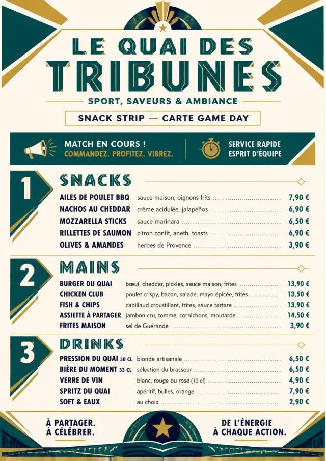 Arena Snack Strip sports-bar-menu menu template preview