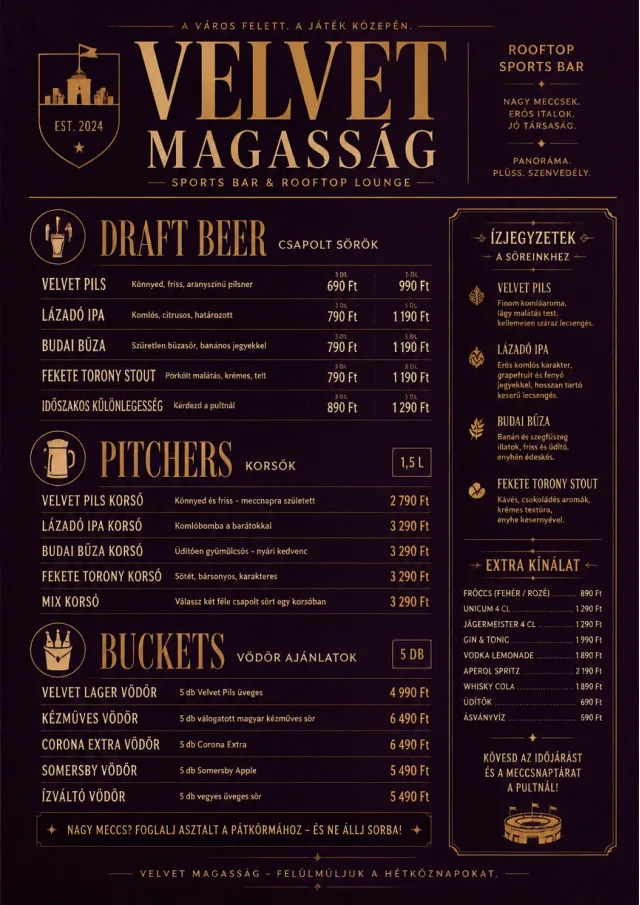 Lounge Velvet sports-bar-menu menu template preview