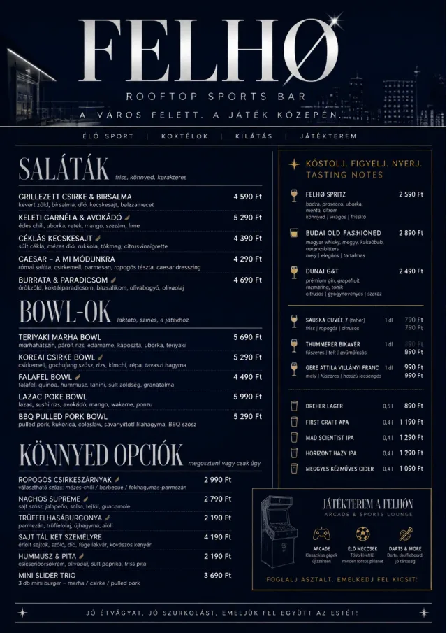 Rooftop Skyline sports-bar-menu menu template preview