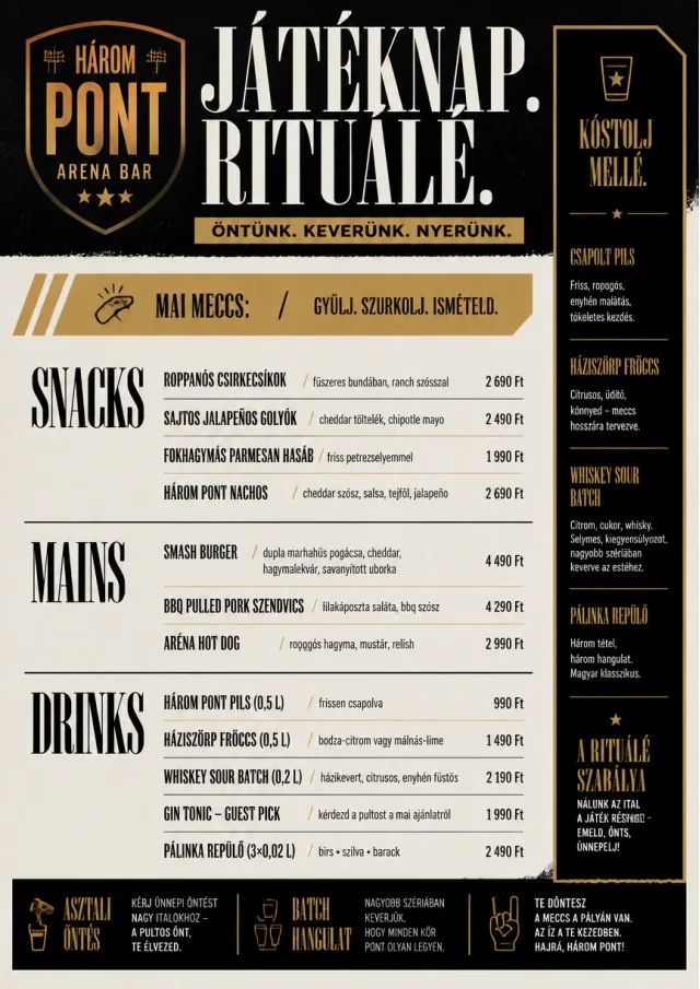 Arena Snack Strip sports-bar-menu menu template preview
