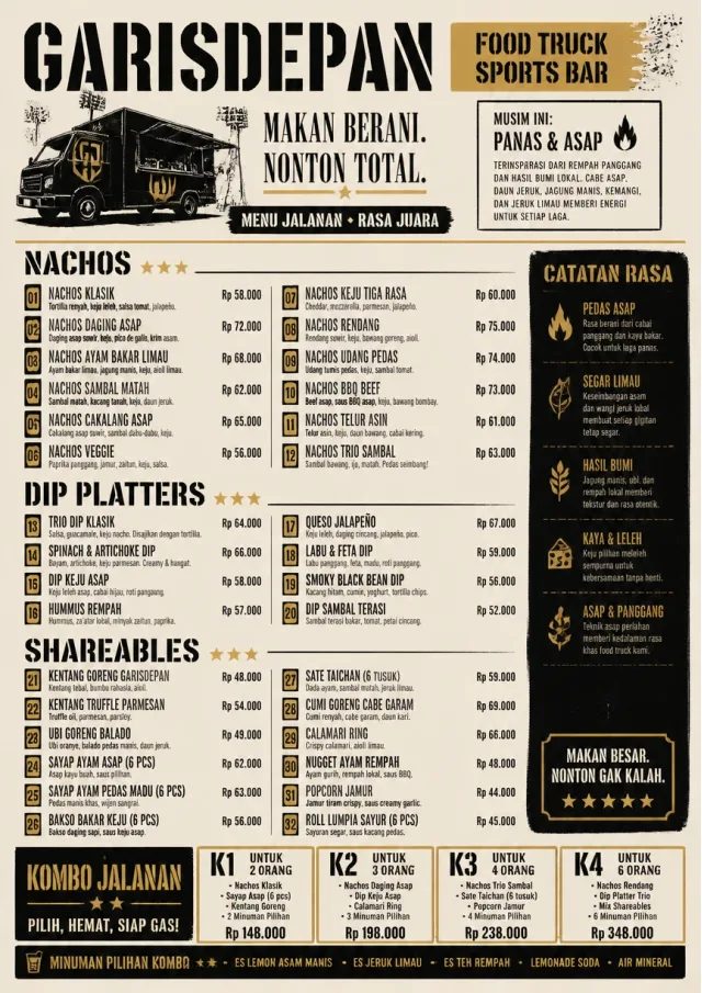 Food Truck Bold sports-bar-menu menu template preview