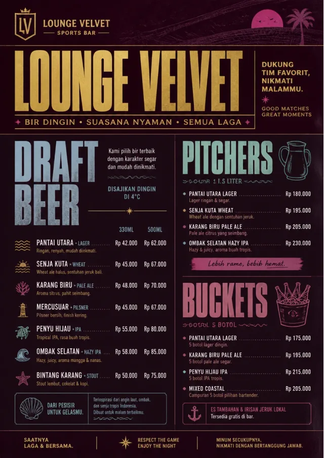 Lounge Velvet sports-bar-menu menu template preview