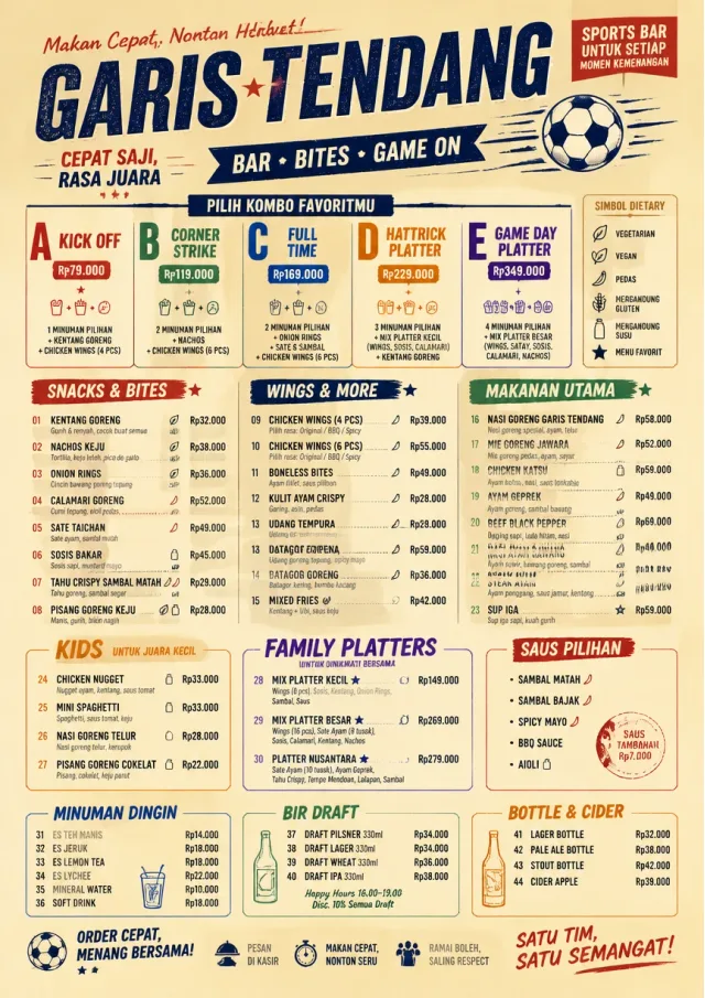 Convention Quick sports-bar-menu menu template preview