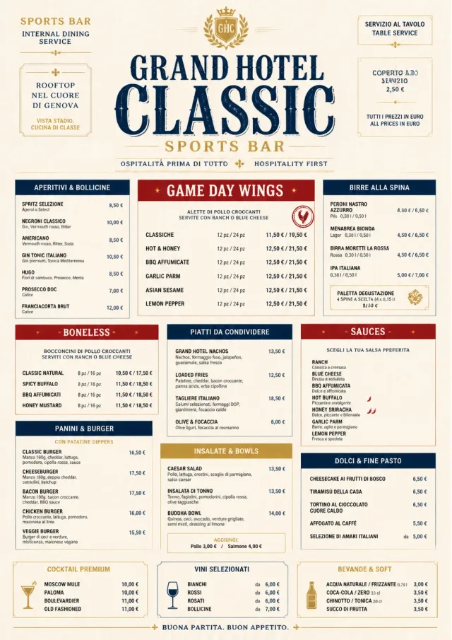 Grand Hotel Classic sports-bar-menu menu template preview