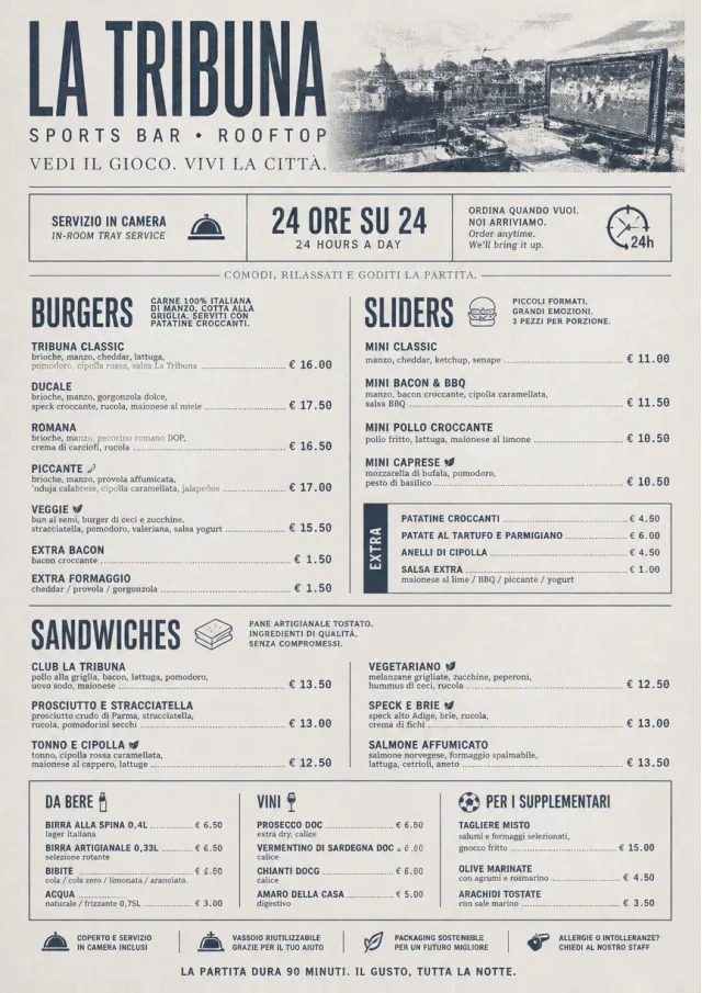 In-Room Tray Service sports-bar-menu menu template preview