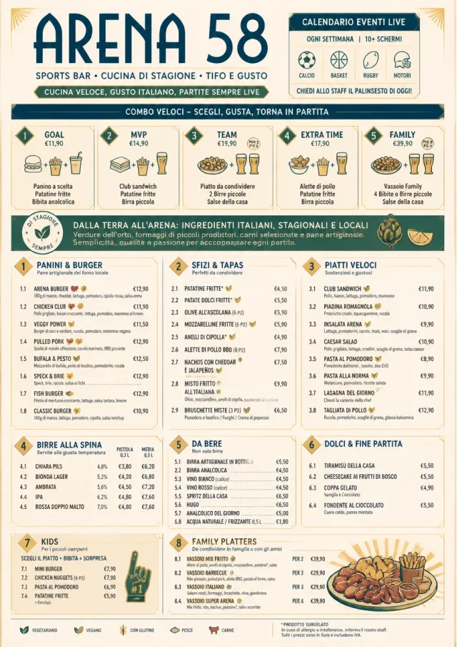 Convention Quick sports-bar-menu menu template preview