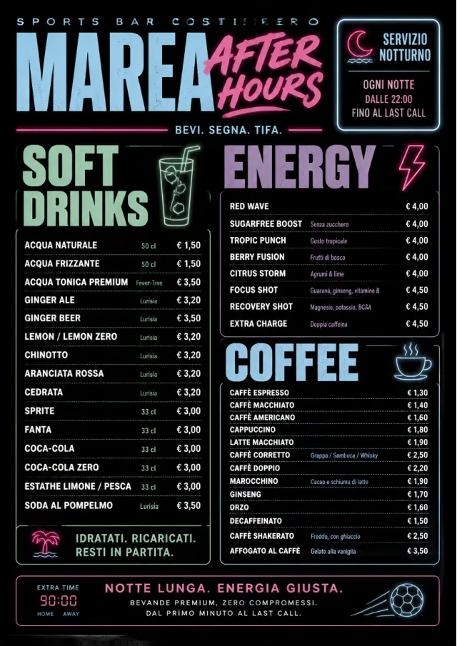 Late Night Service sports-bar-menu menu template preview