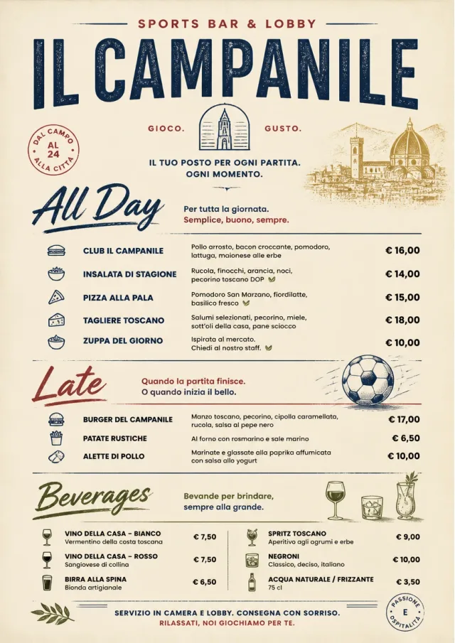 Lobby Service Card sports-bar-menu menu template preview