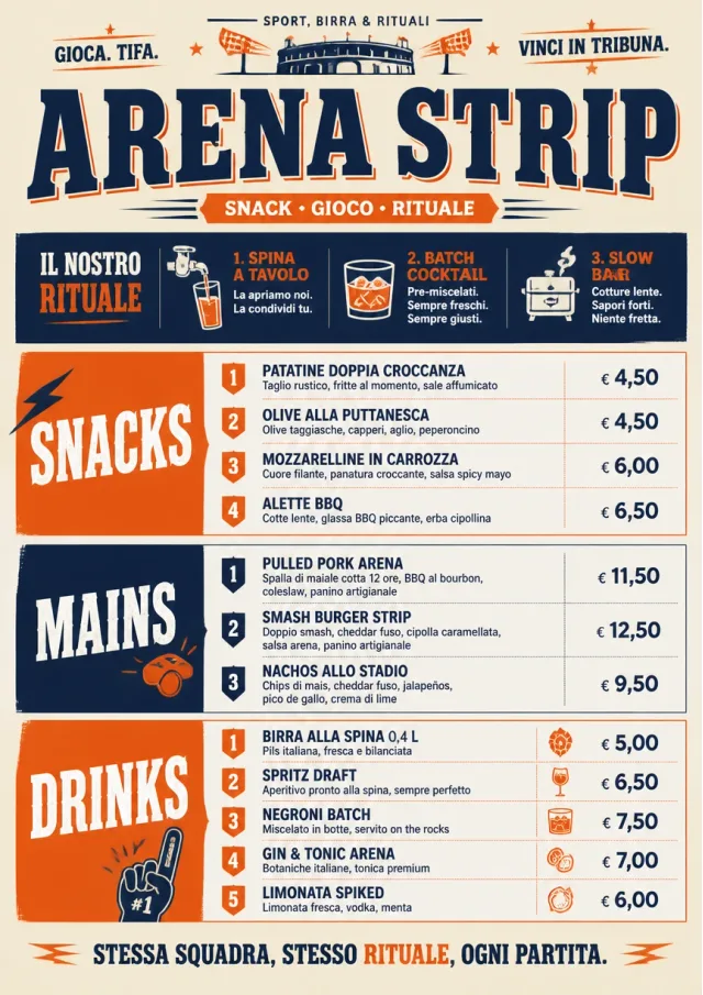 Arena Snack Strip sports-bar-menu menu template preview