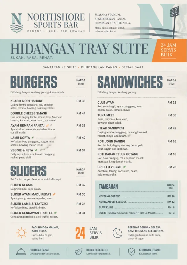 In-Room Tray Service sports-bar-menu menu template preview