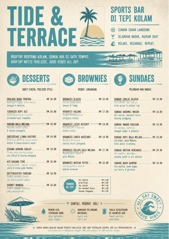 Resort Poolside sports-bar-menu menu template preview