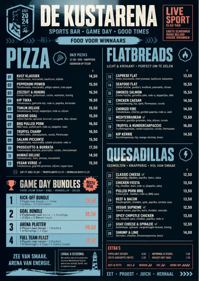 Sports Arena Energy sports-bar-menu menu template preview