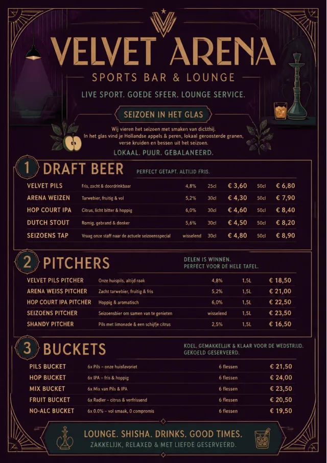 Lounge Velvet sports-bar-menu menu template preview