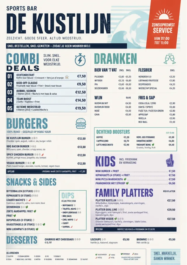 Convention Quick sports-bar-menu menu template preview