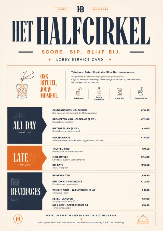Lobby Service Card sports-bar-menu menu template preview