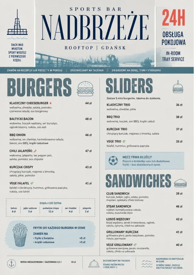 In-Room Tray Service sports-bar-menu menu template preview