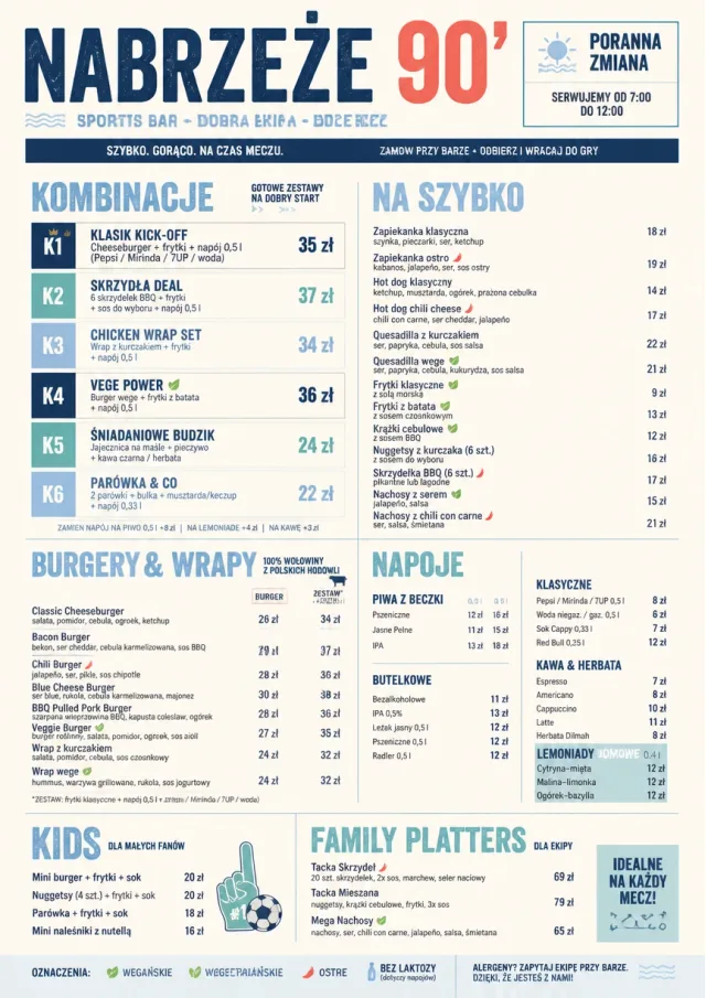 Convention Quick sports-bar-menu menu template preview