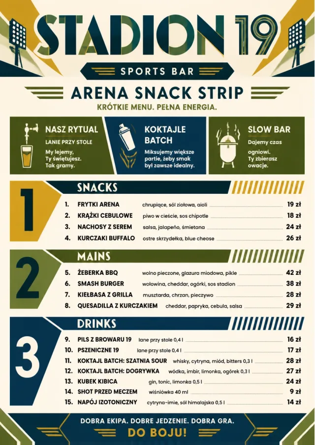 Arena Snack Strip sports-bar-menu menu template preview