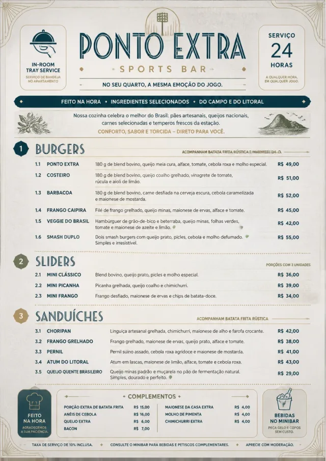 In-Room Tray Service sports-bar-menu menu template preview