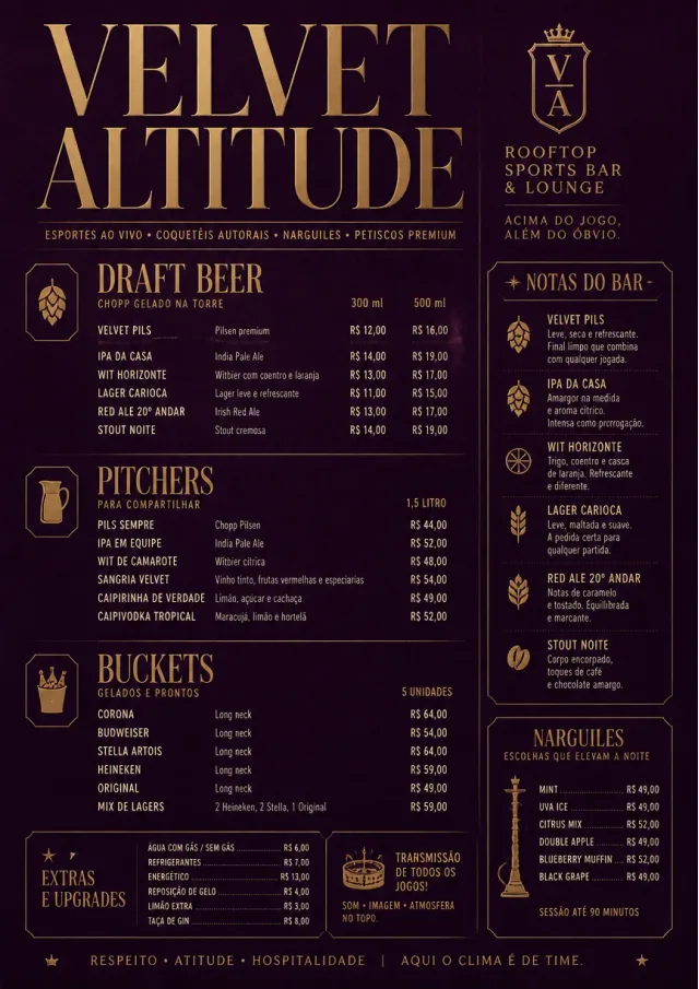 Lounge Velvet sports-bar-menu menu template preview