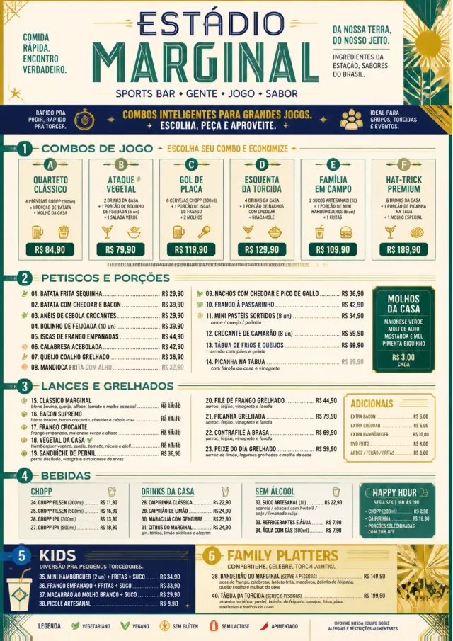 Convention Quick sports-bar-menu menu template preview