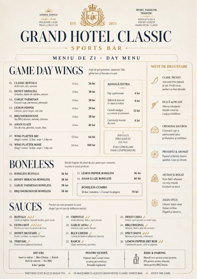 Grand Hotel Classic sports-bar-menu menu template preview