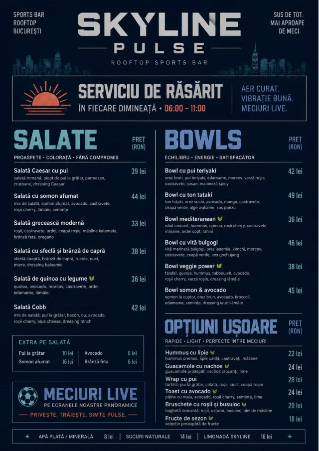 Rooftop Skyline sports-bar-menu menu template preview