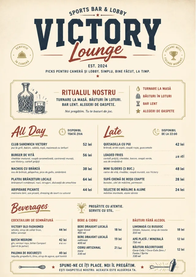 Lobby Service Card sports-bar-menu menu template preview