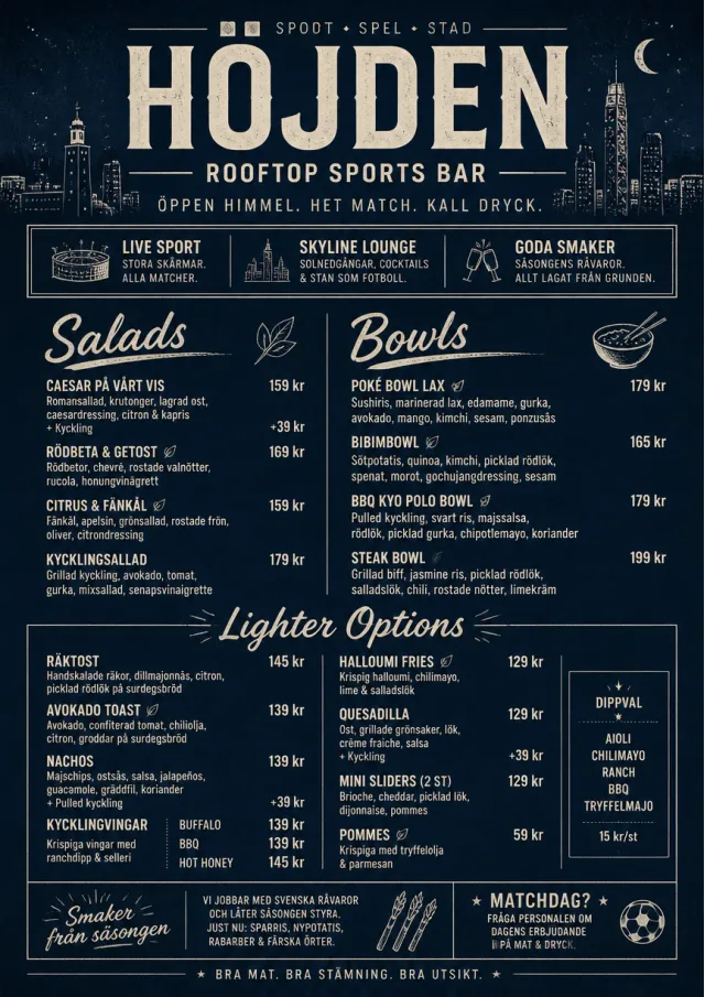 Rooftop Skyline sports-bar-menu menu template preview