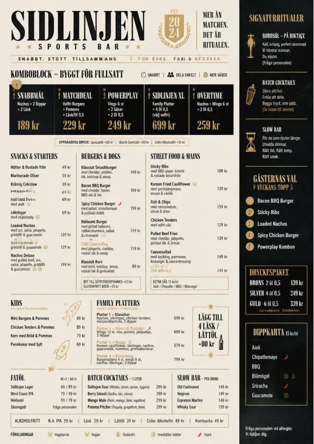 Convention Quick sports-bar-menu menu template preview