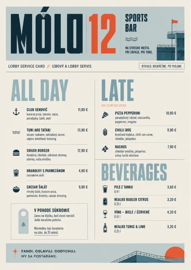Lobby Service Card sports-bar-menu menu template preview