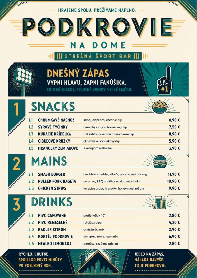 Arena Snack Strip sports-bar-menu menu template preview