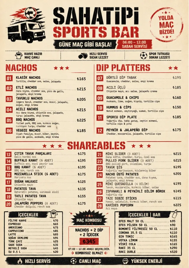 Food Truck Bold sports-bar-menu menu template preview