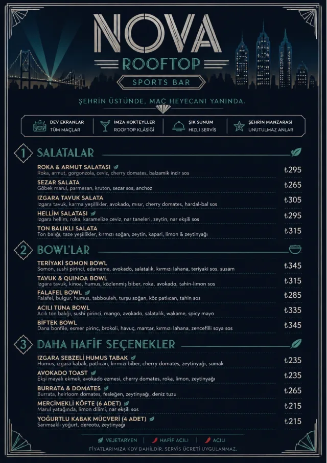 Rooftop Skyline sports-bar-menu menu template preview