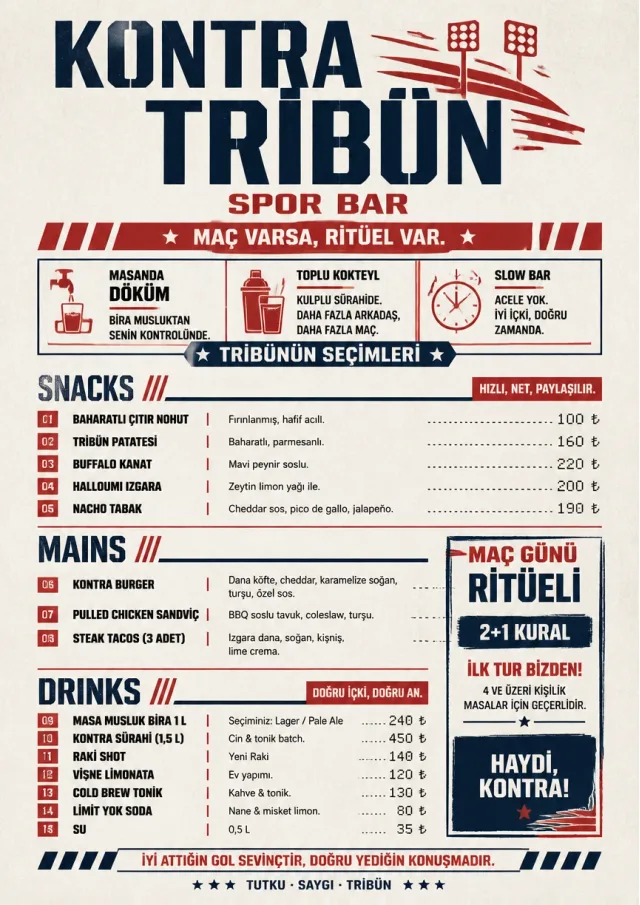 Arena Snack Strip sports-bar-menu menu template preview