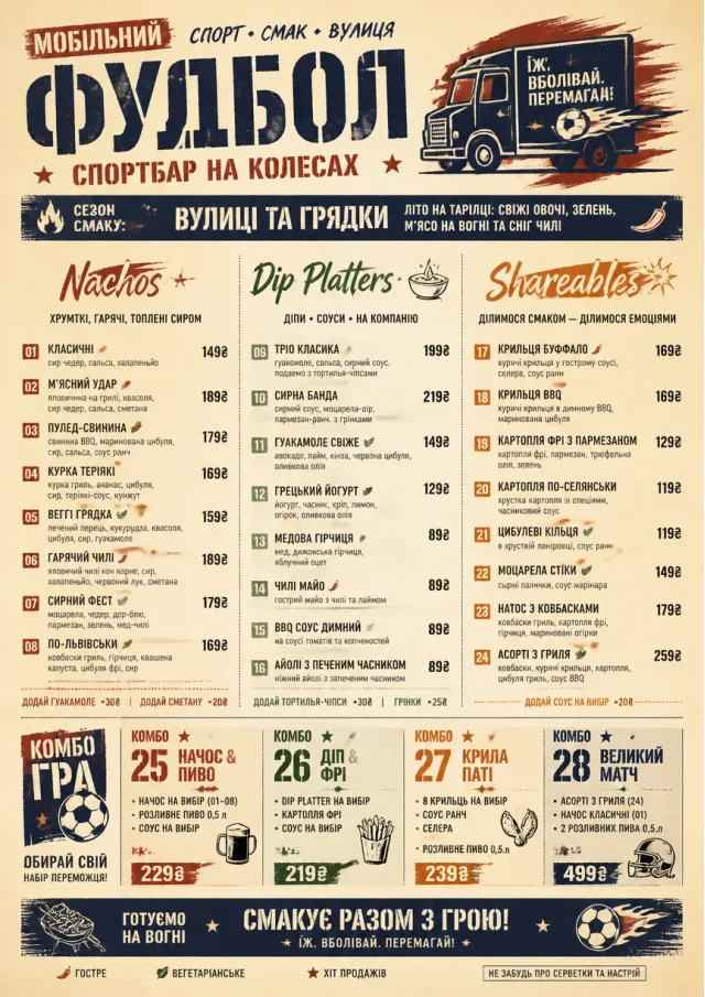 Food Truck Bold sports-bar-menu menu template preview