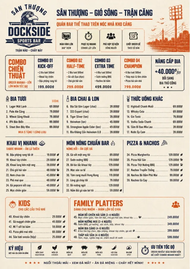 Convention Quick sports-bar-menu menu template preview